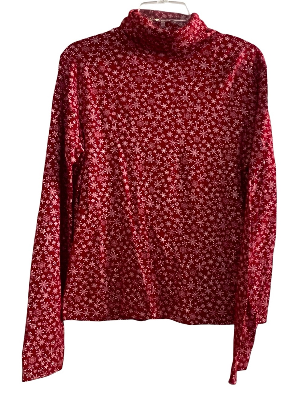 Jones Sport VINTAGE Snowflake Turtleneck Large Red